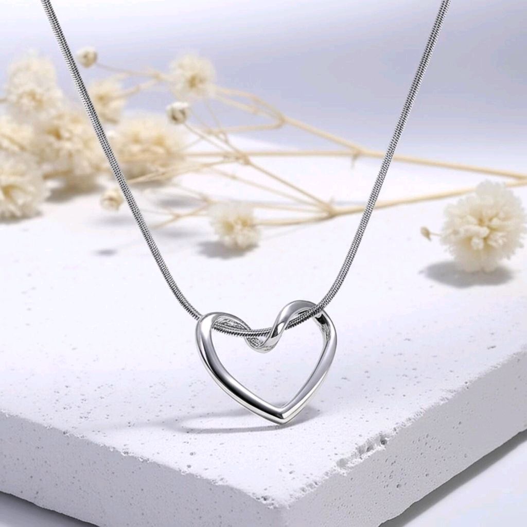 Minimalist Silver Open Heart Necklace