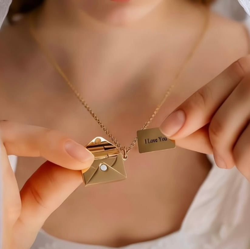 Golden Love Letter Envelope Necklace