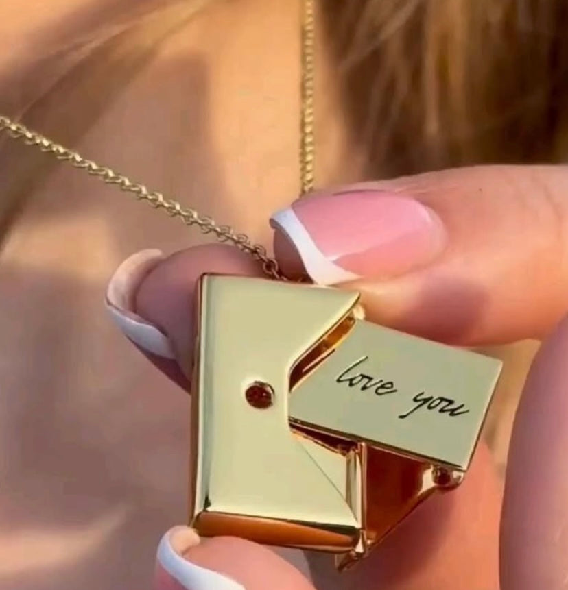 Golden Love Letter Envelope Necklace